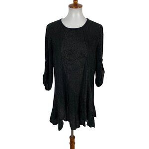 Curvesque USA Women’s Tunic Top Large Black Shimmer Long Sleeve